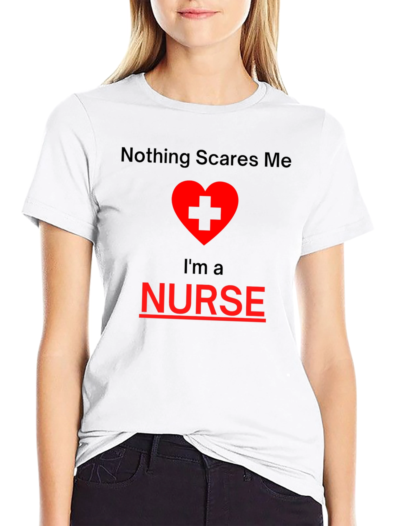 Black Nothing Scares Me I'm A Nurse T-Shirt view 9
