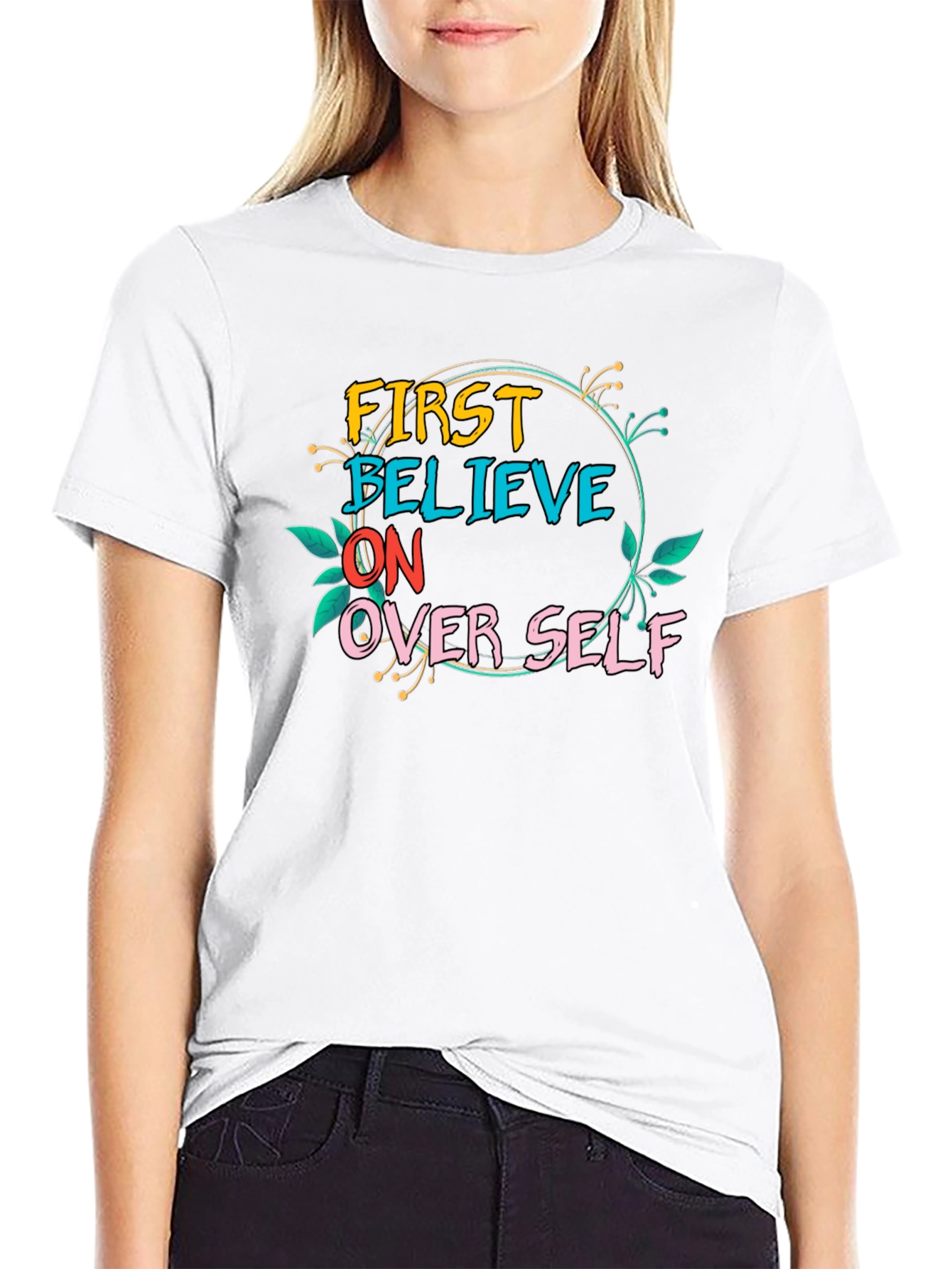 Black Believe In Over Self Graphic Tee view 9