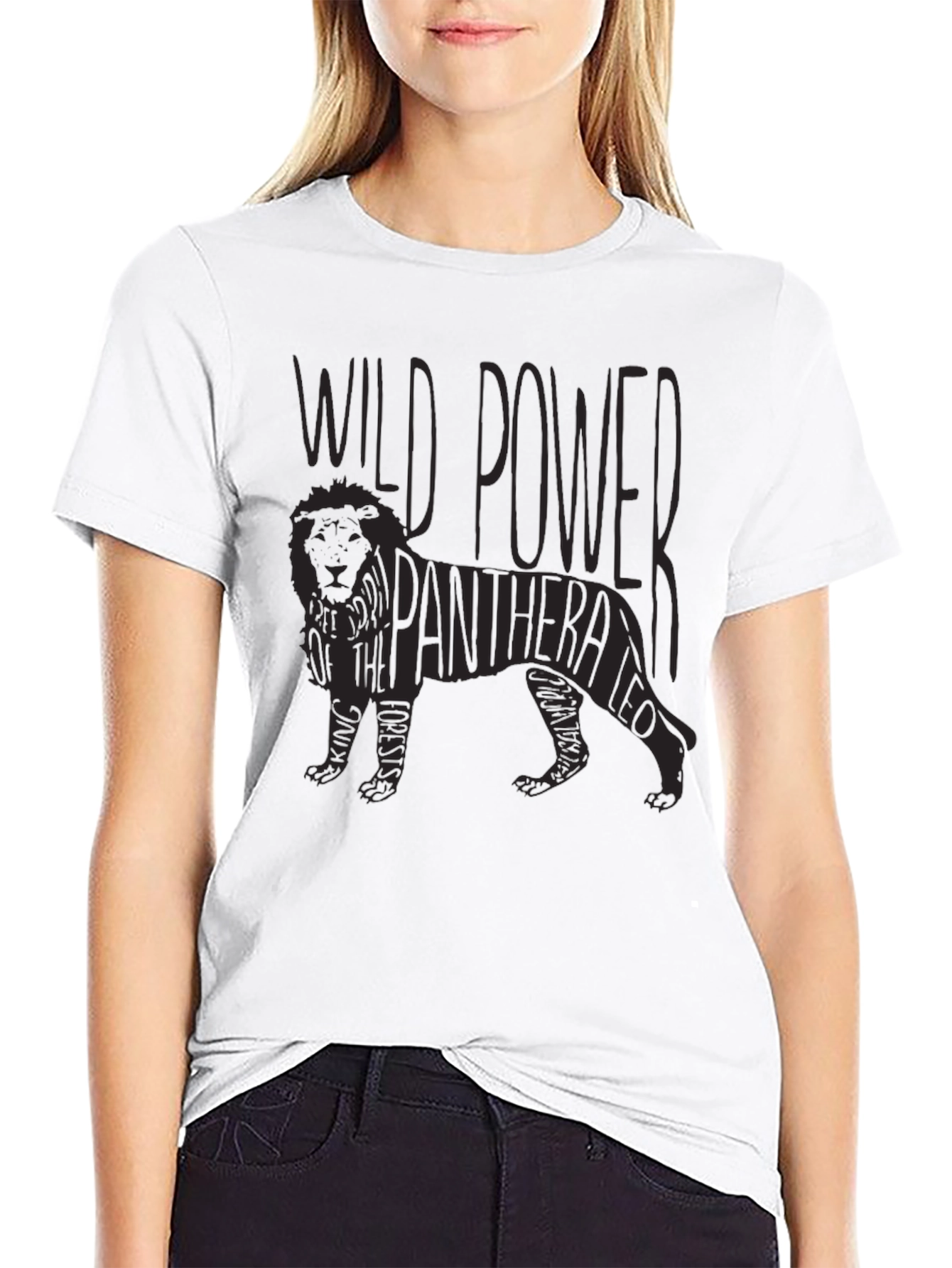 Black Wild Power Panthera Leo Graphic T-Shirt view 9