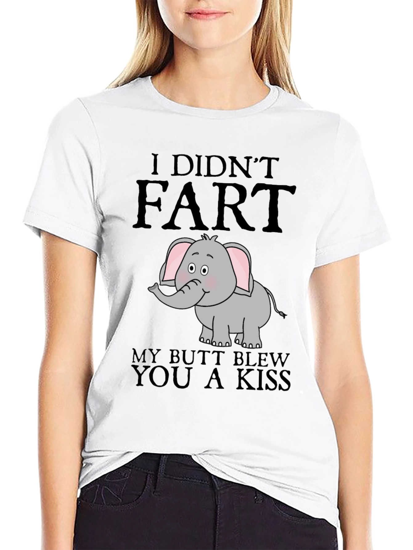 Black I Didn't Fart Elephant Graphic T-Shirt view 9