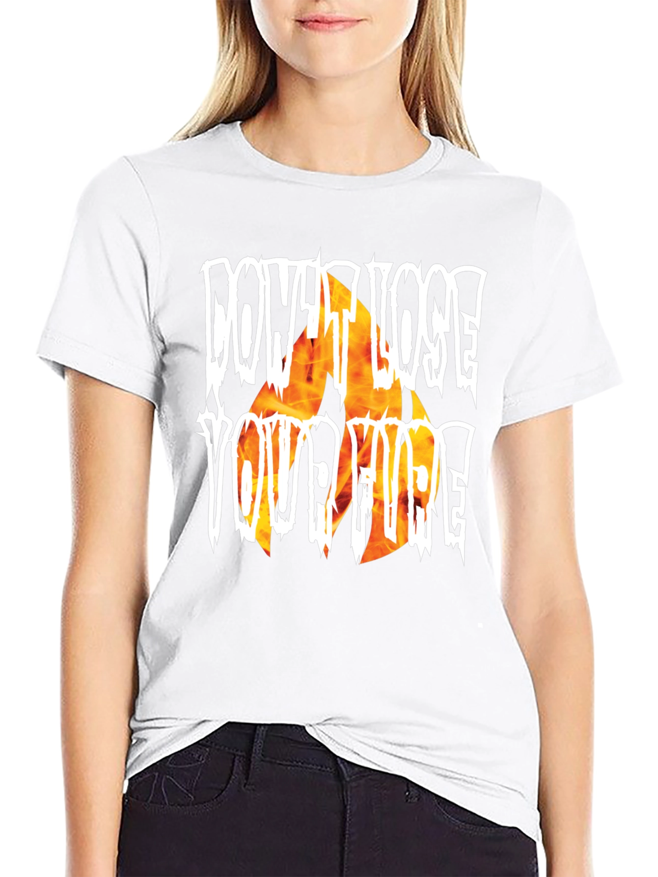 Black Don't Lose Your Fire Graphic T-Shirt view 9