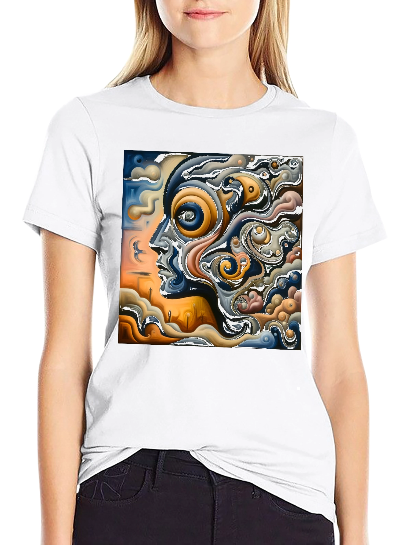Black Abstract Art Graphic Print Black T-Shirt view 9