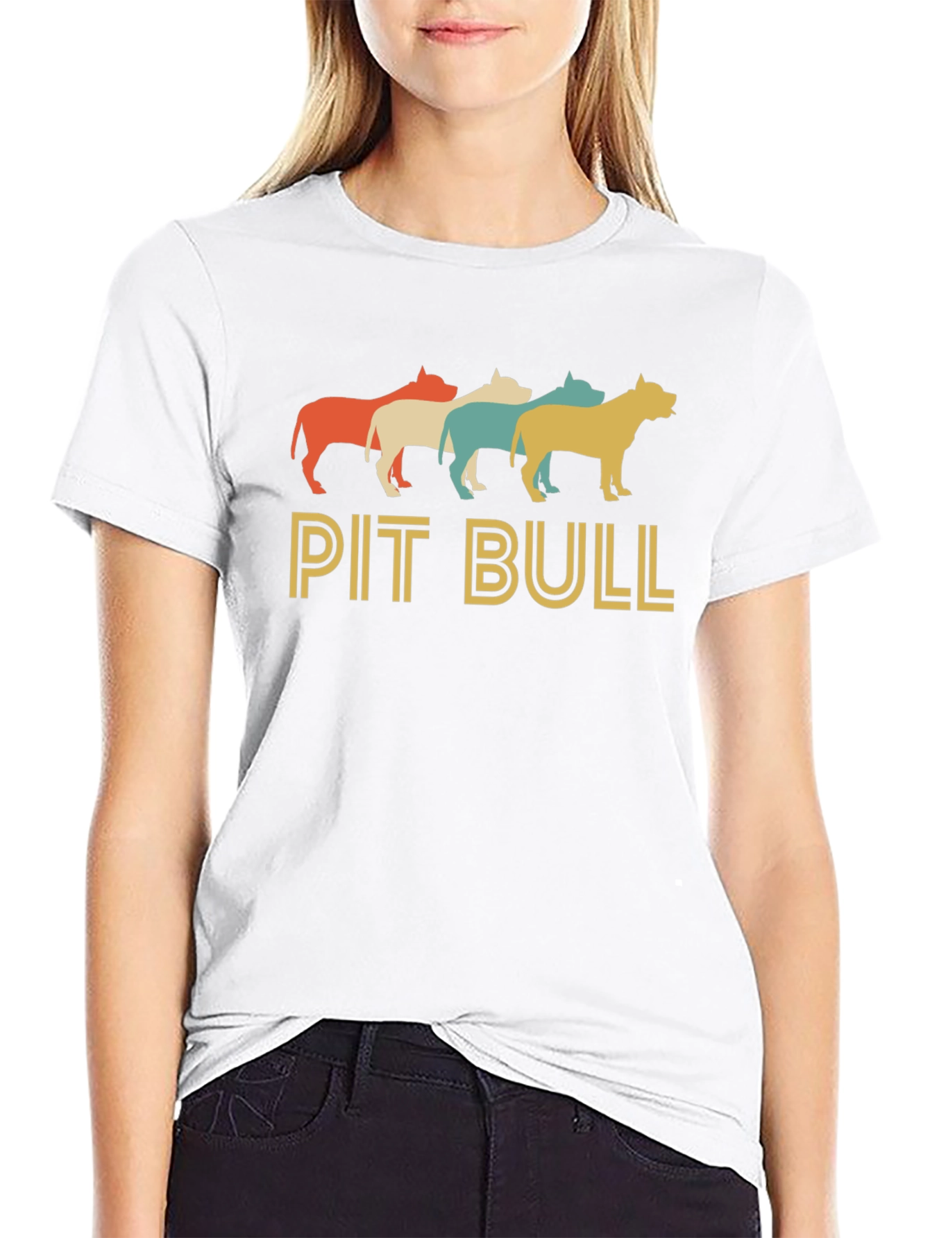 Black Retro Pit Bull Graphic Tee - Black Cotton Blend view 9