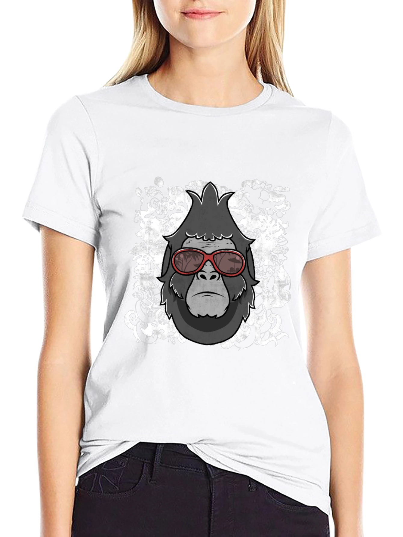 Black Cool Gorilla Graphic Tee - Black Cotton Blend T-Shirt view 9