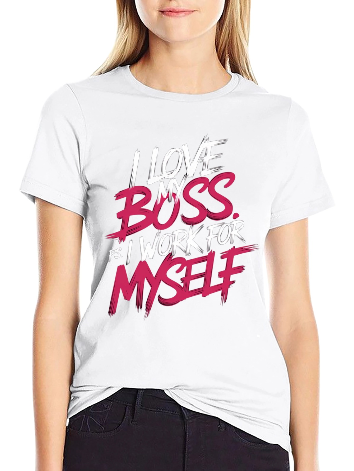 Black I Love My Boss T-Shirt - Funny Self-Employed Tee view 9