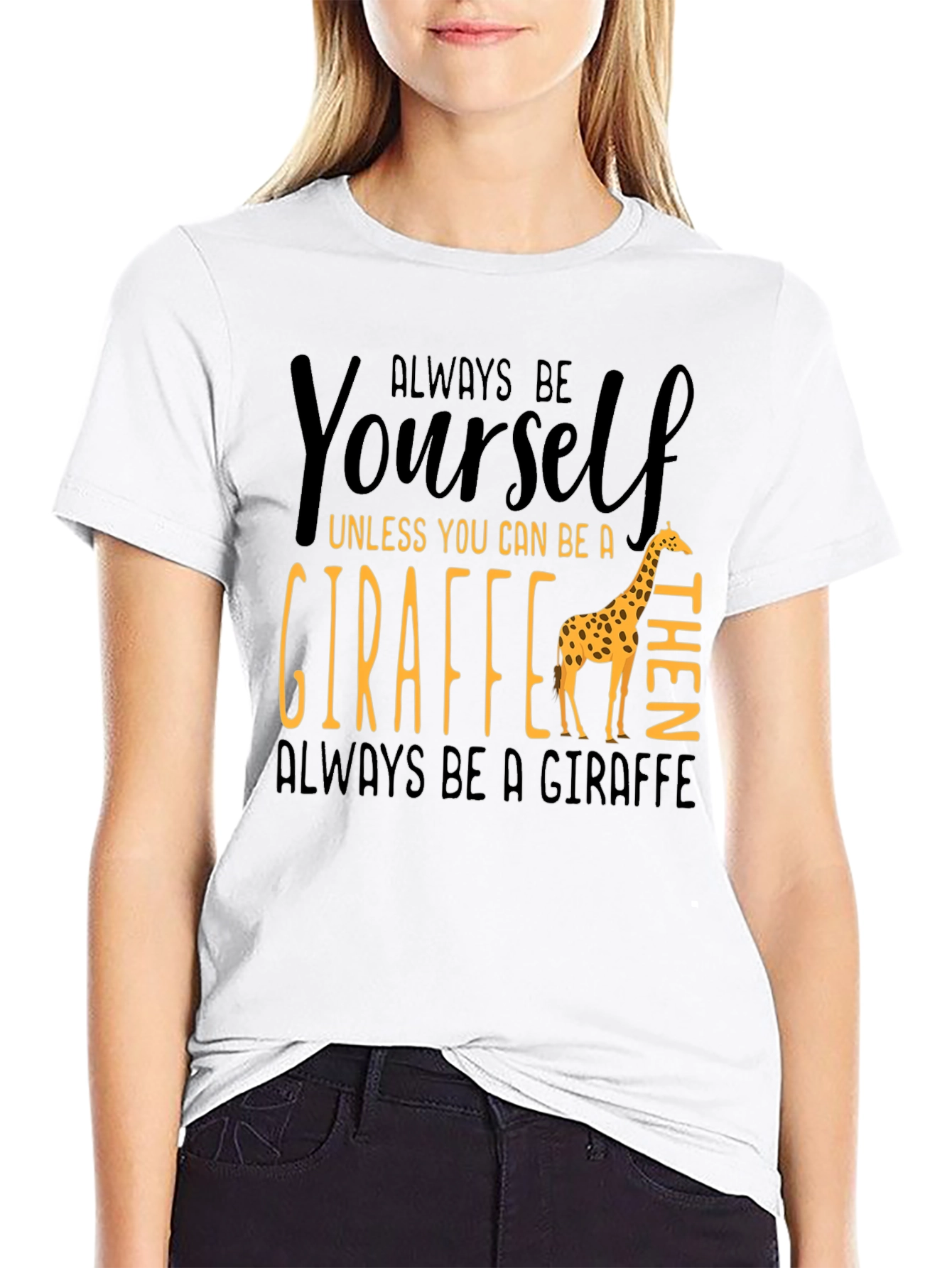 Black Always Be Yourself Giraffe T-Shirt view 9