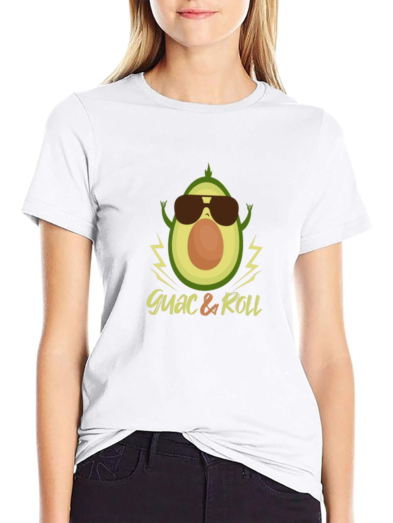 Black Guac & Roll Graphic Tee - Avocado Sunglasses Rock T-Shirt view 9