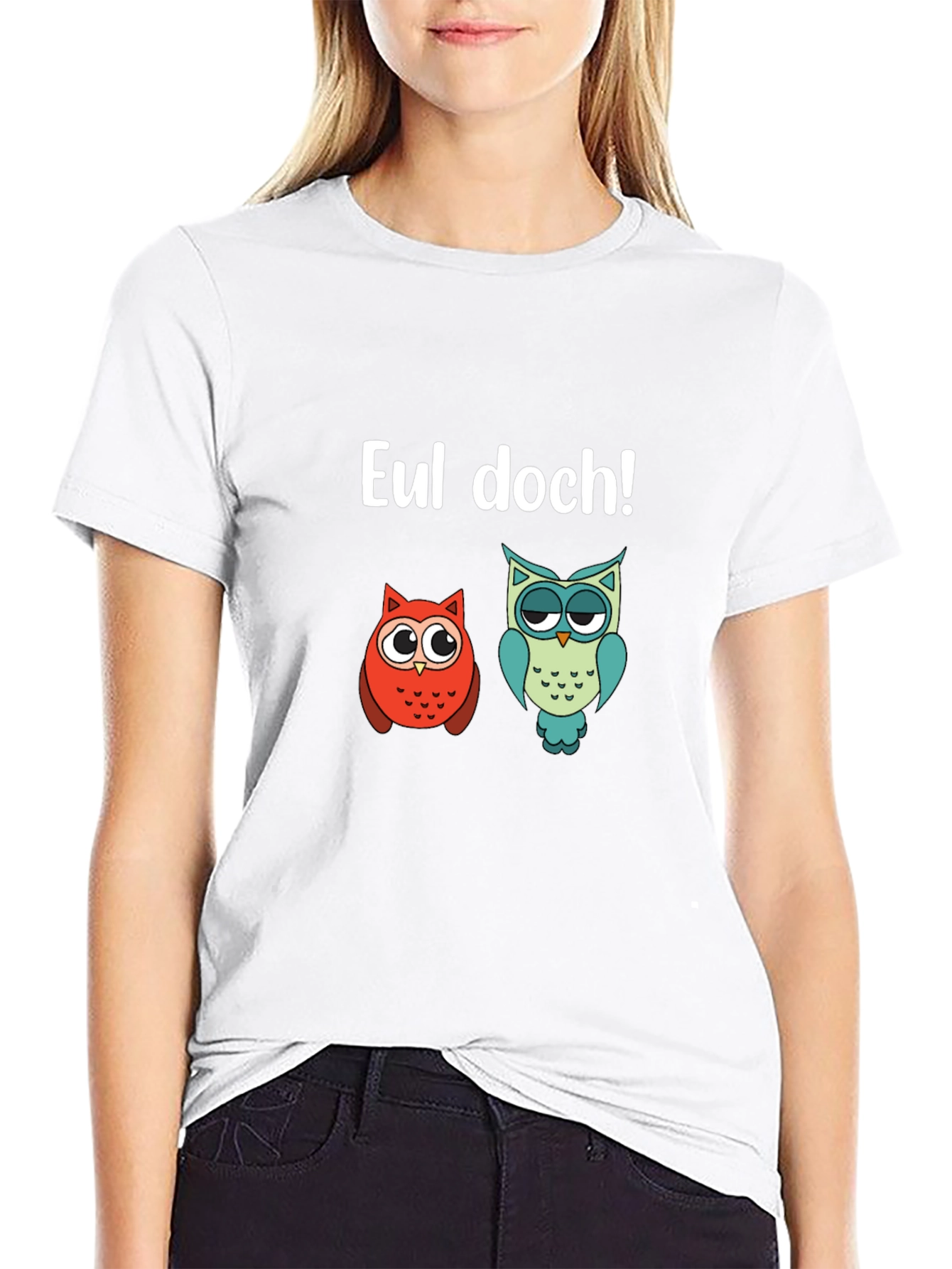 Black Funny Owl T-Shirt - EUL DOCH! view 9