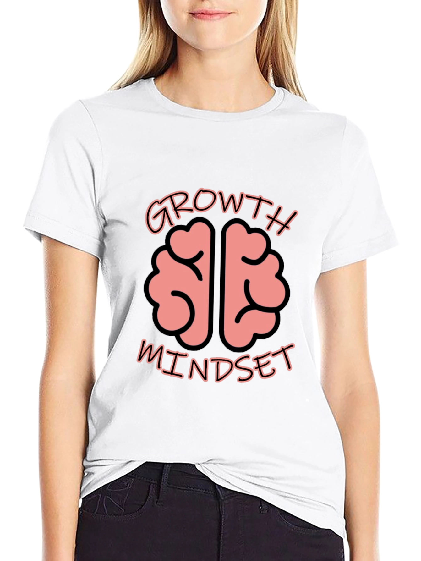 Black Growth Mindset Brain Graphic Tee - Unisex Black T-Shirt view 9