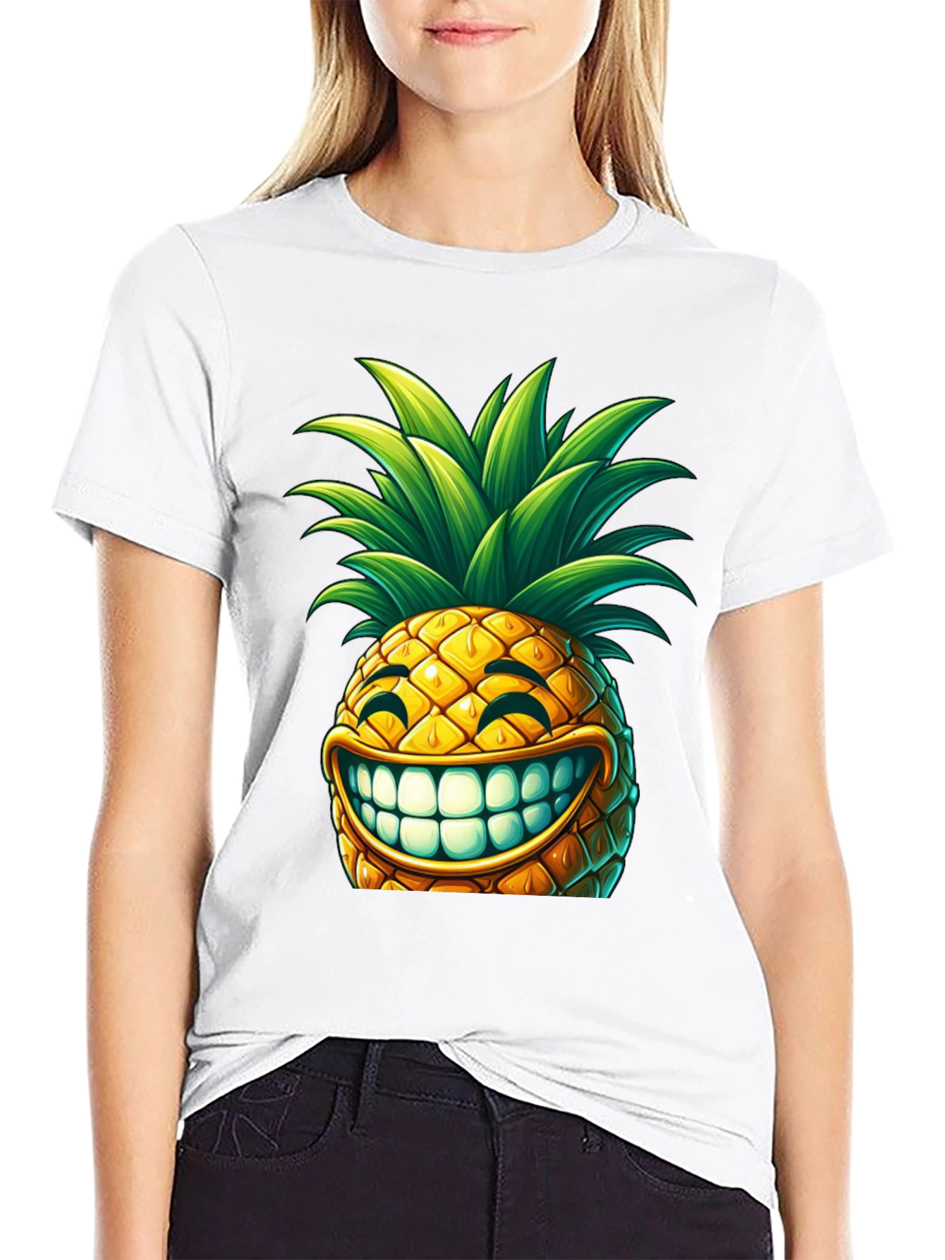 Black Funny Pineapple Graphic T-Shirt -  Unique Design view 9
