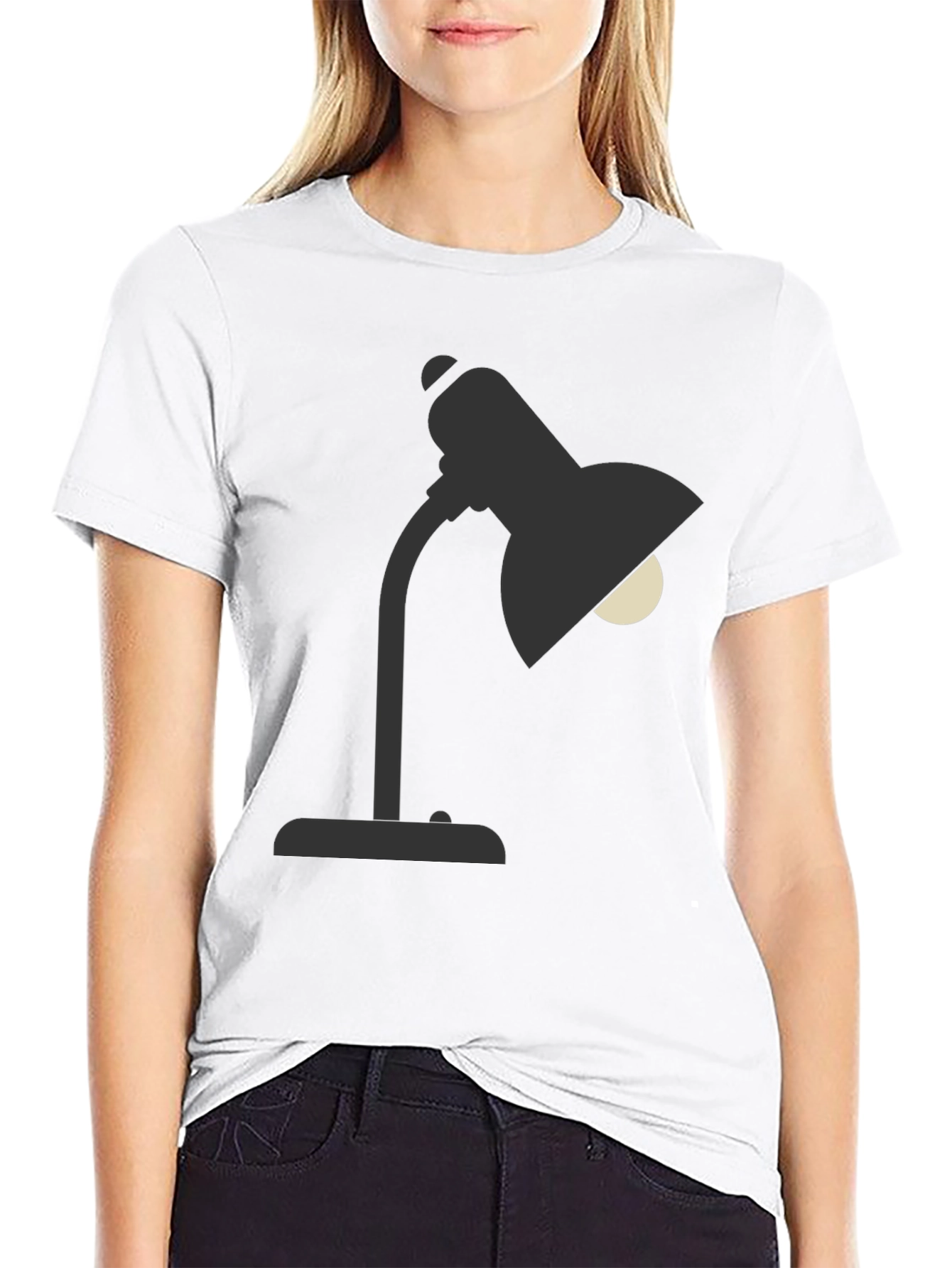 Black Desk Lamp Graphic Tee - Modern Black T-Shirt view 9