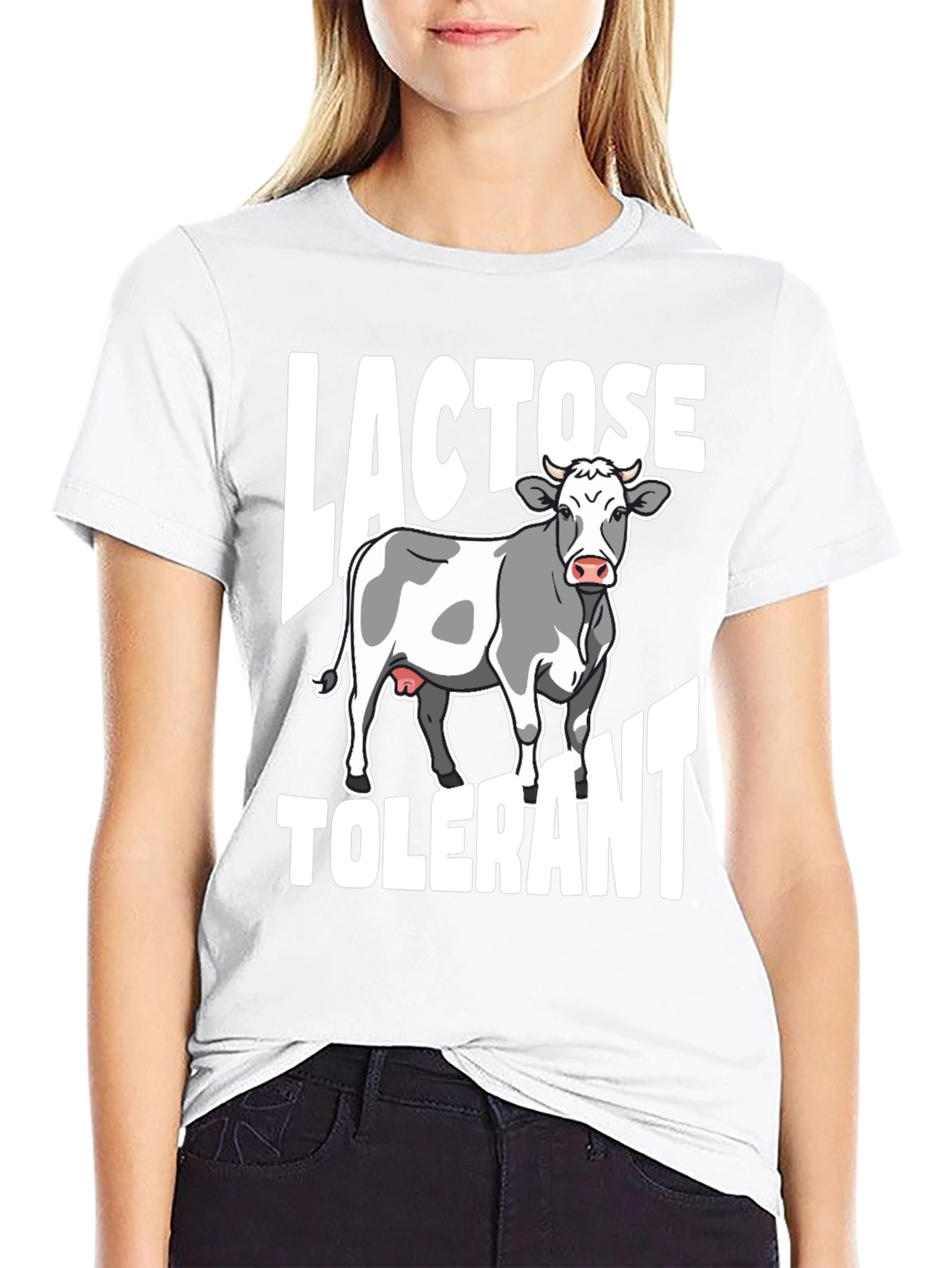 Black Lactose Tolerant T-Shirt with Cow Graphic view 9
