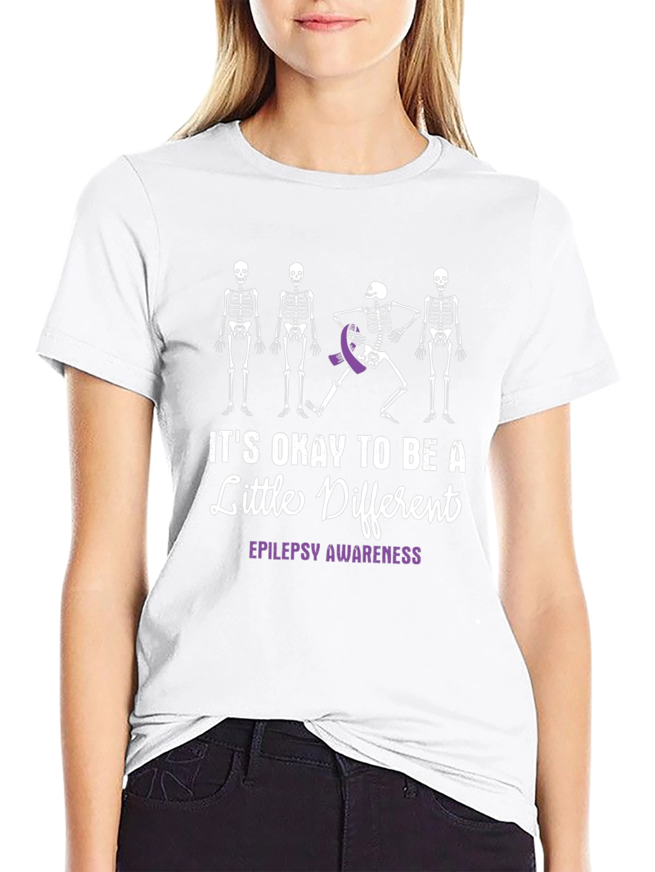 Black Epilepsy Awareness Skeleton T-Shirt view 9