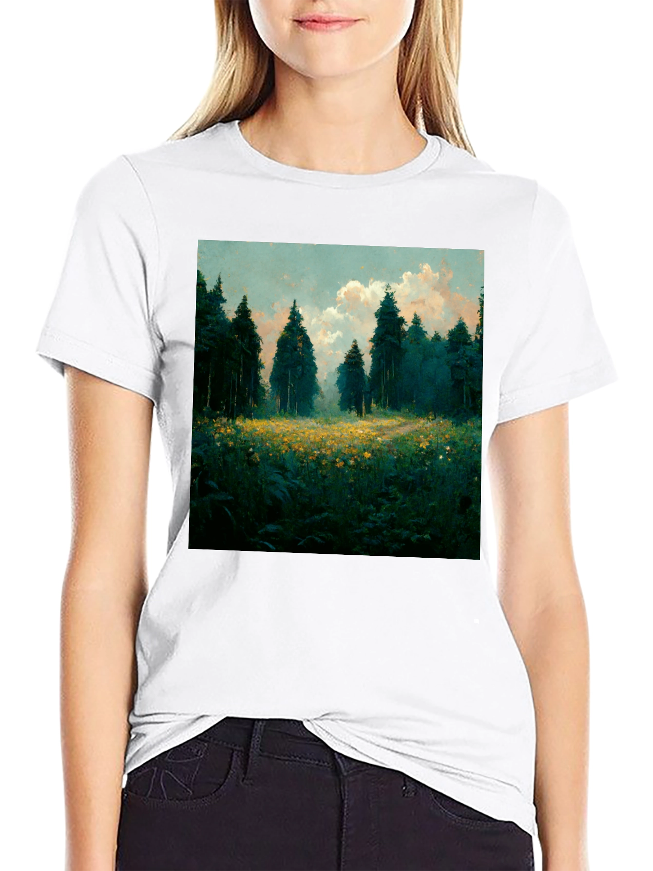 Black Nature Forest T-Shirt view 9