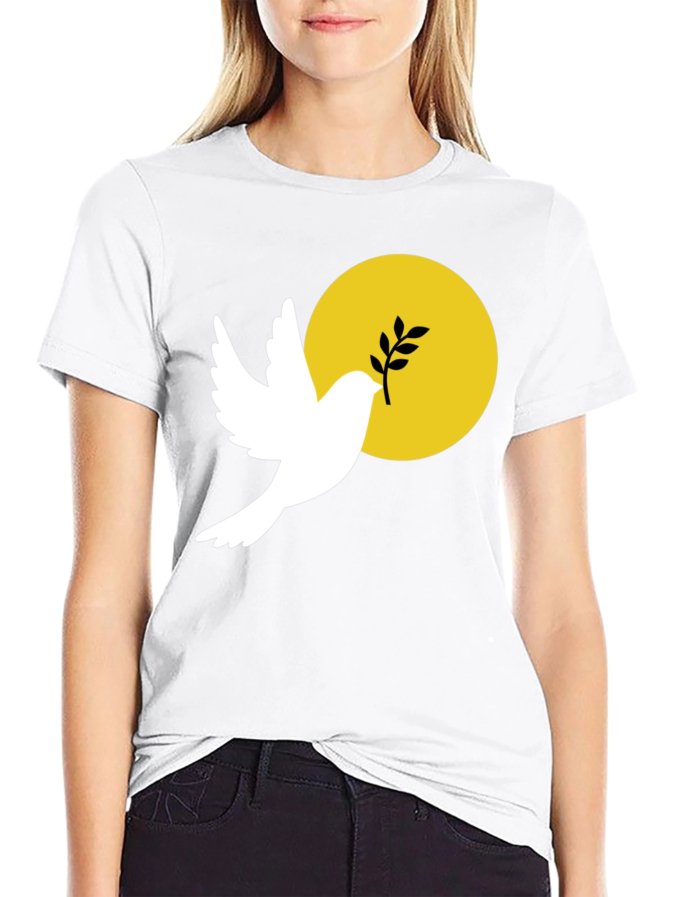 Black Peace Dove Graphic T-Shirt - Black Cotton Blend view 9
