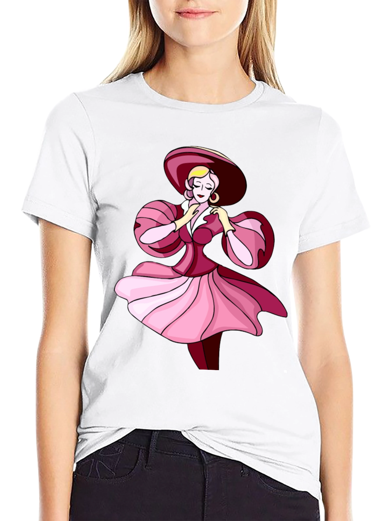 Black Vintage Lady T-Shirt - Fashion Illustration Tee view 9