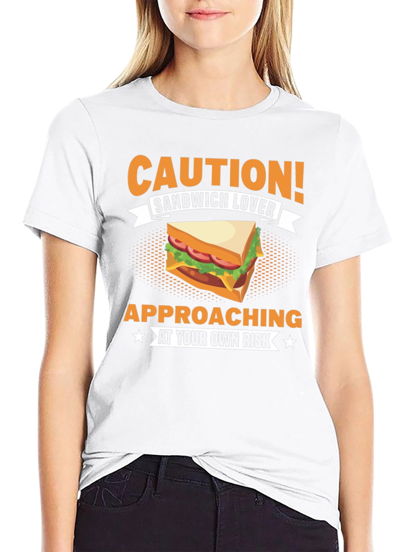 Black Sandwich Lover T-Shirt - Caution Approaching Funny Foodie Tee view 9