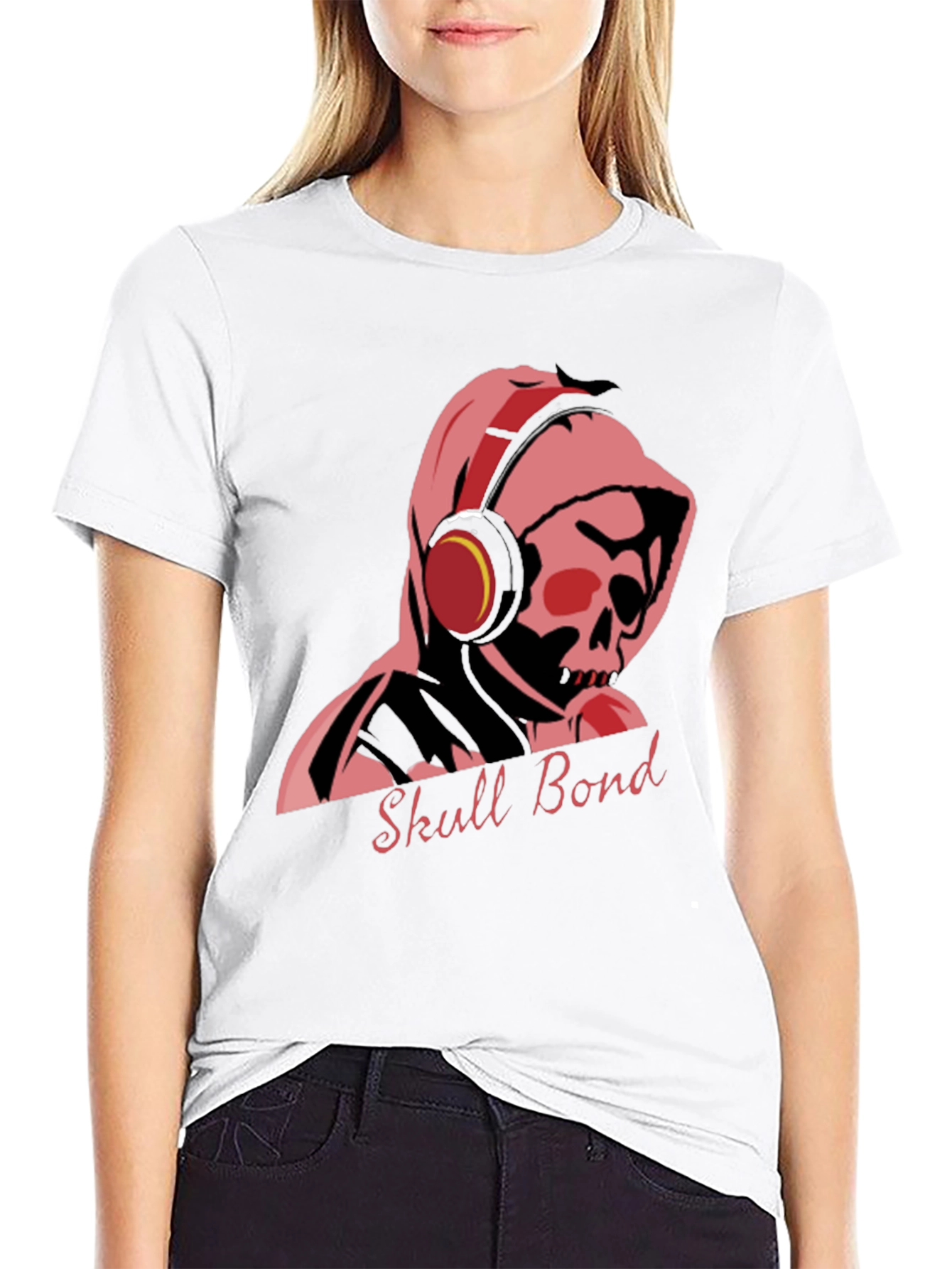 Skull Bond Graphic Tee - Cool Black Cotton T-Shirt - 9