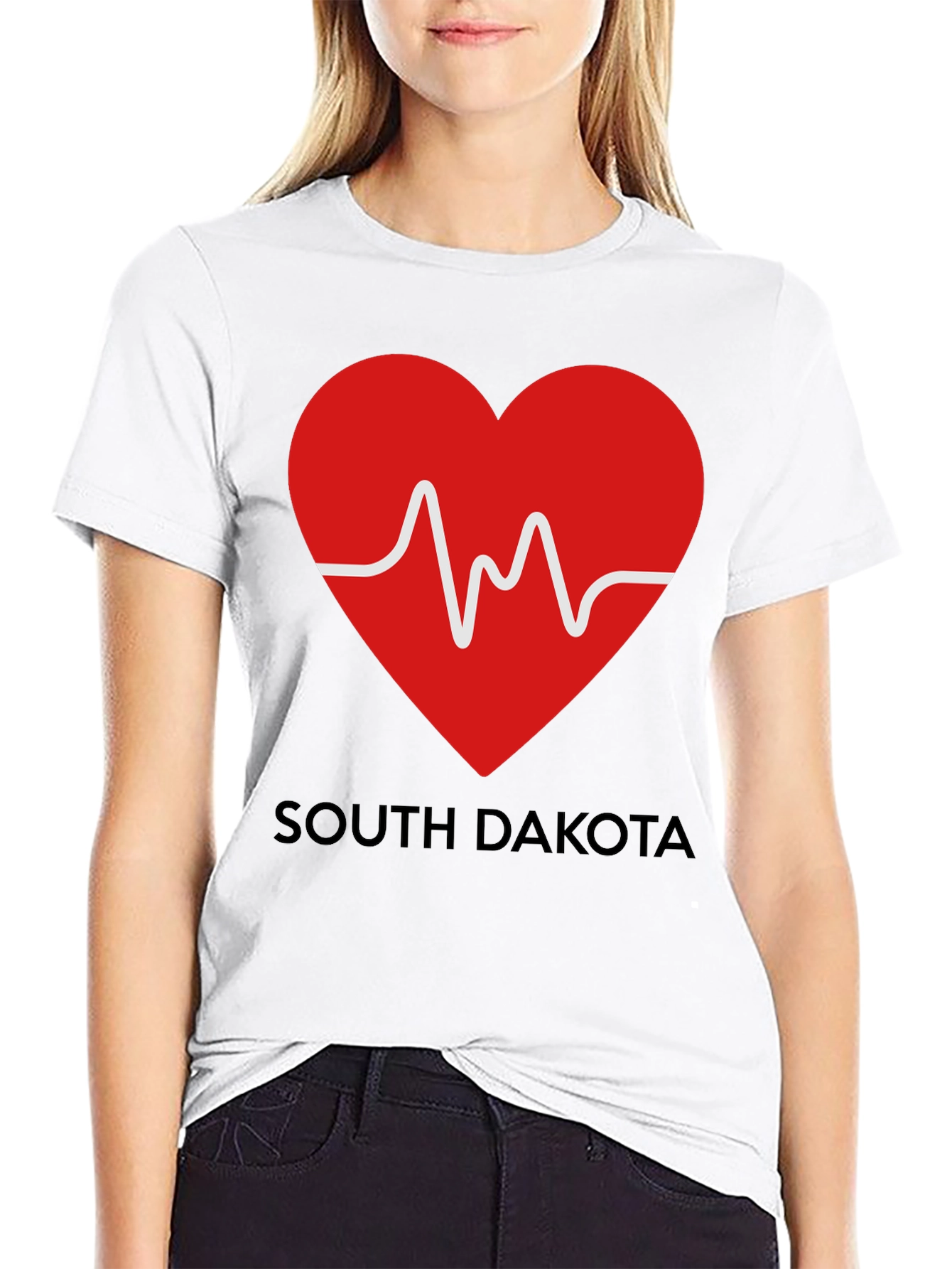 Black South Dakota Heartbeat T-Shirt view 9