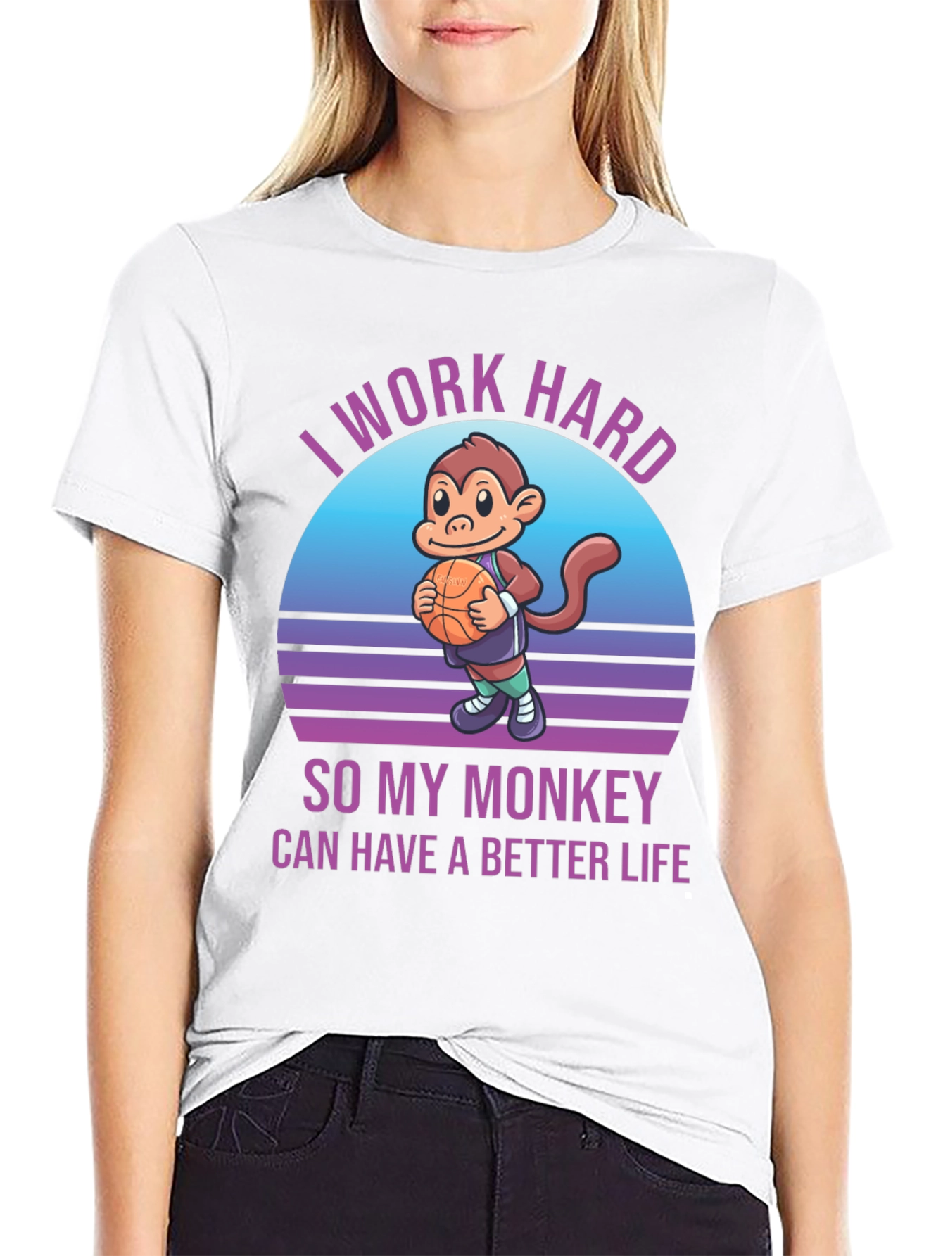 Black I Work Hard So My Monkey Can Have A Better Life T-Shirt view 9