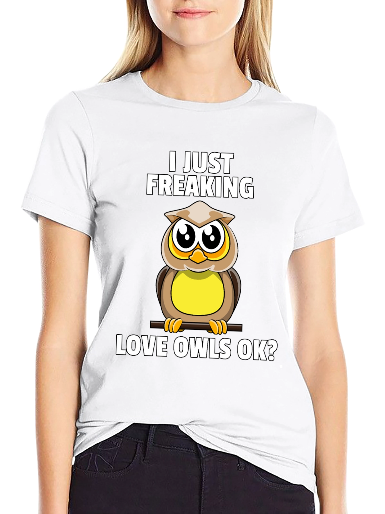 Black I Just Freaking Love Owls Black Graphic T-Shirt view 9