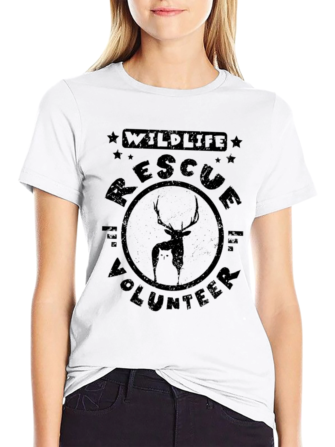 Black Wildlife Rescue Volunteer Graphic Tee view 9