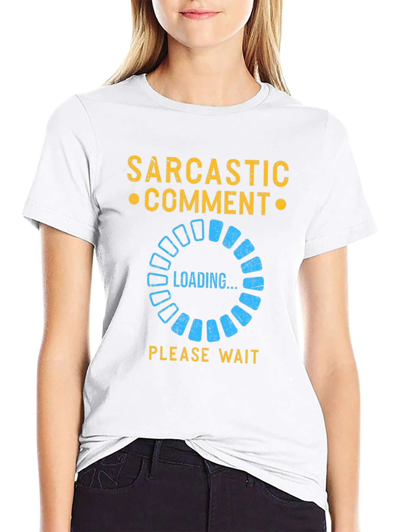 Black Sarcastic Comment Loading T-Shirt - Funny Novelty Tee view 9