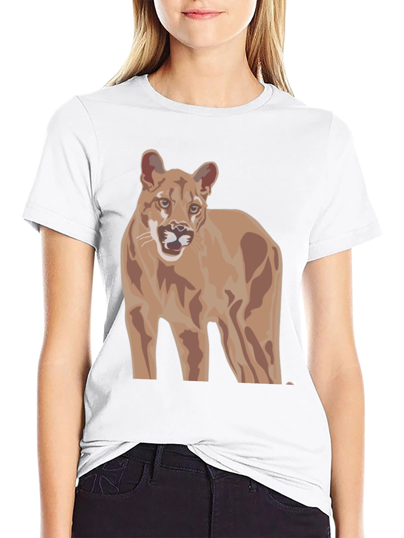 Black Cougar Graphic Tee -  Unisex Black T-Shirt view 9