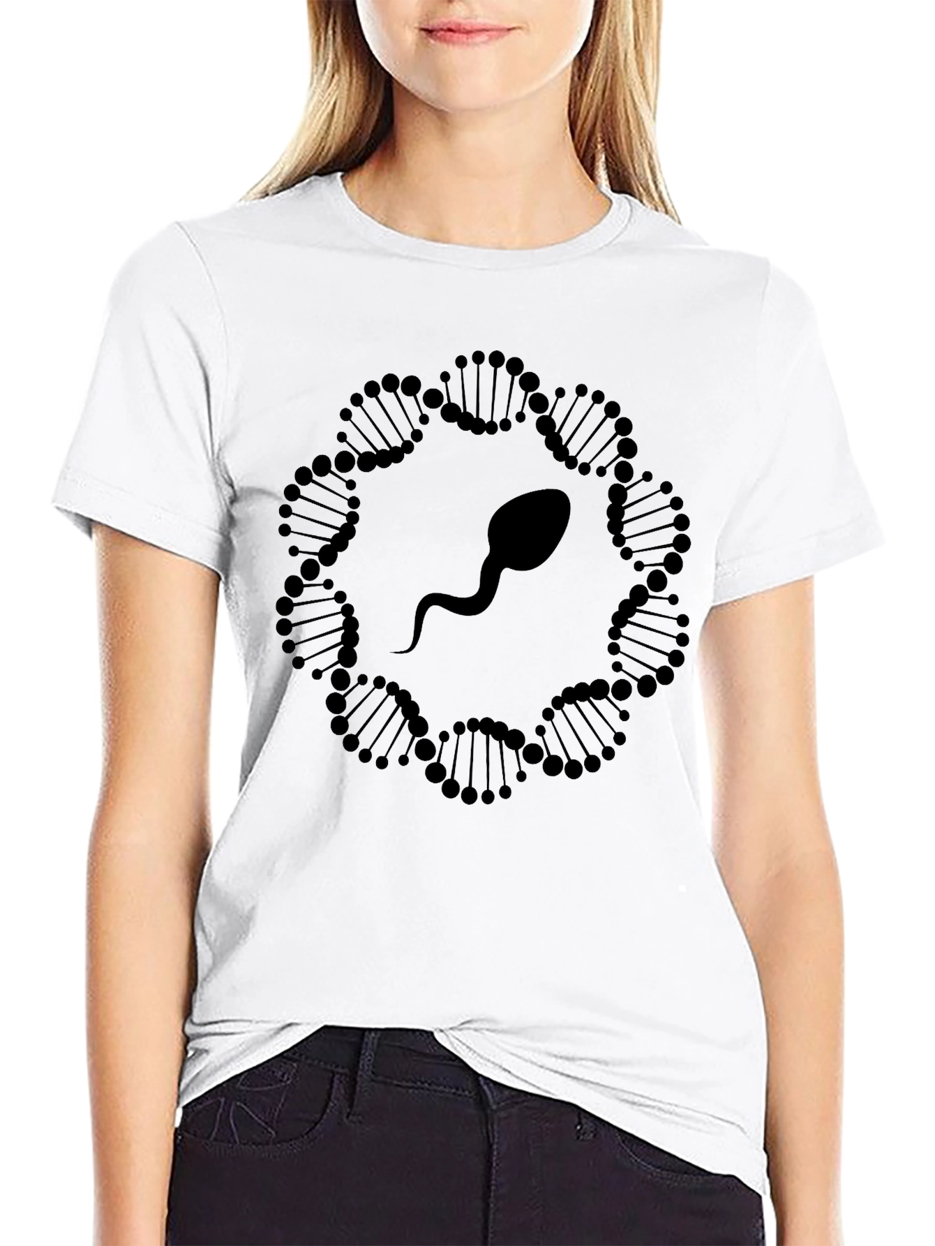 Black DNA Sperm Graphic T-Shirt - Black view 9
