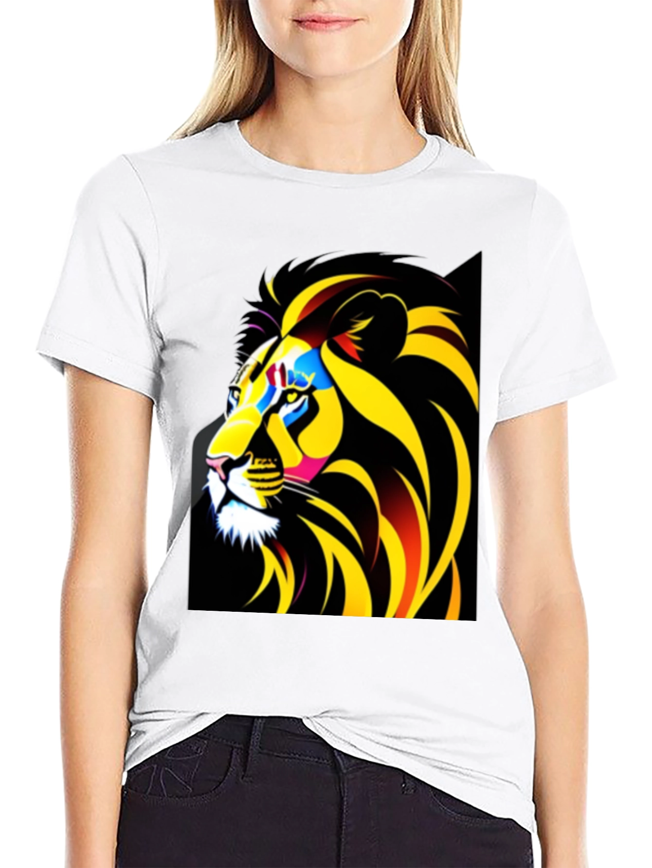 Black Bold Lion Graphic Tee - Black Cotton T-Shirt view 9
