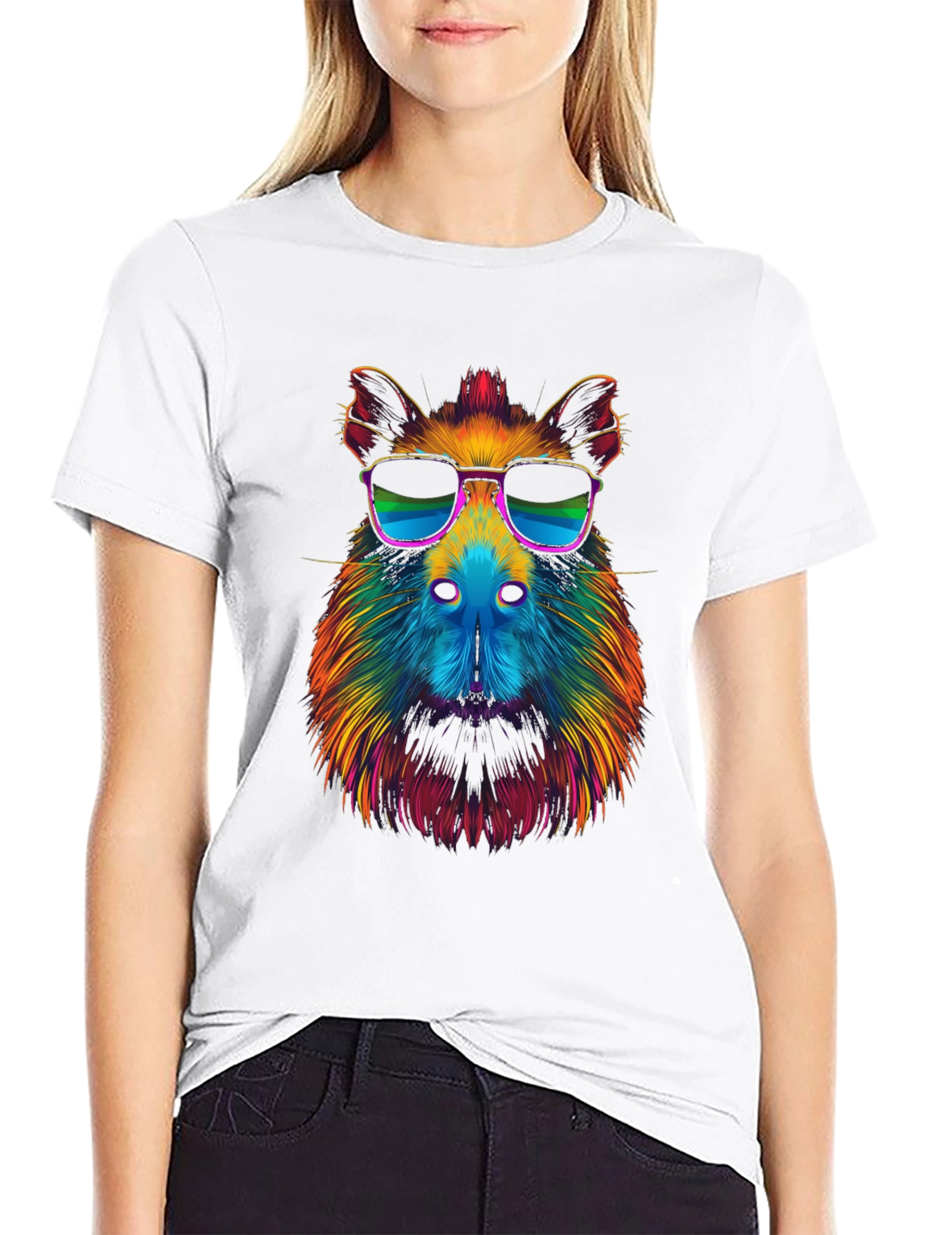 Black Cool Capybara Graphic Tee view 9