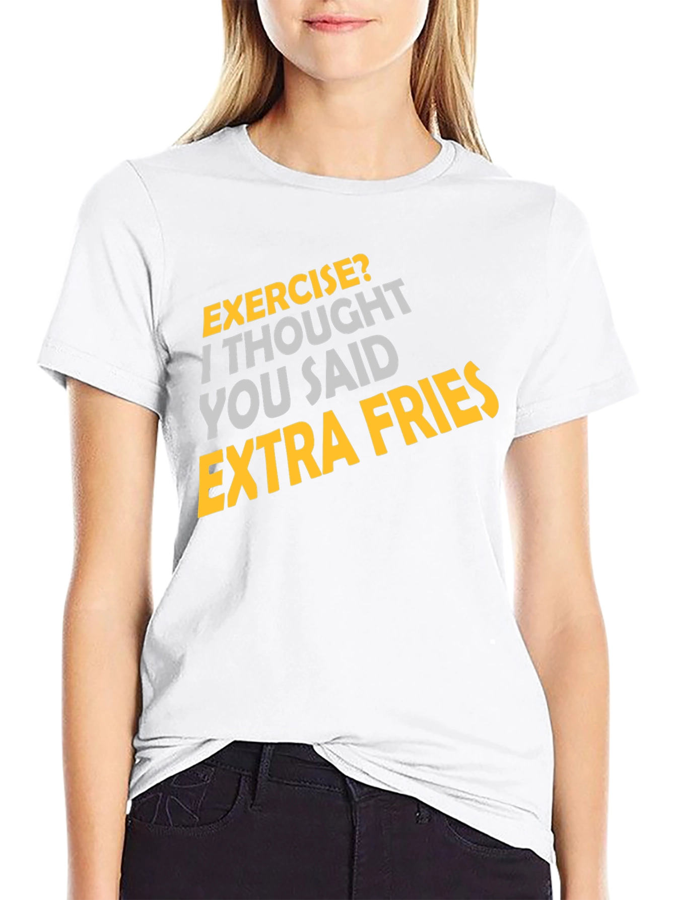 Black Exercise? Extra Fries Graphic Tee view 9