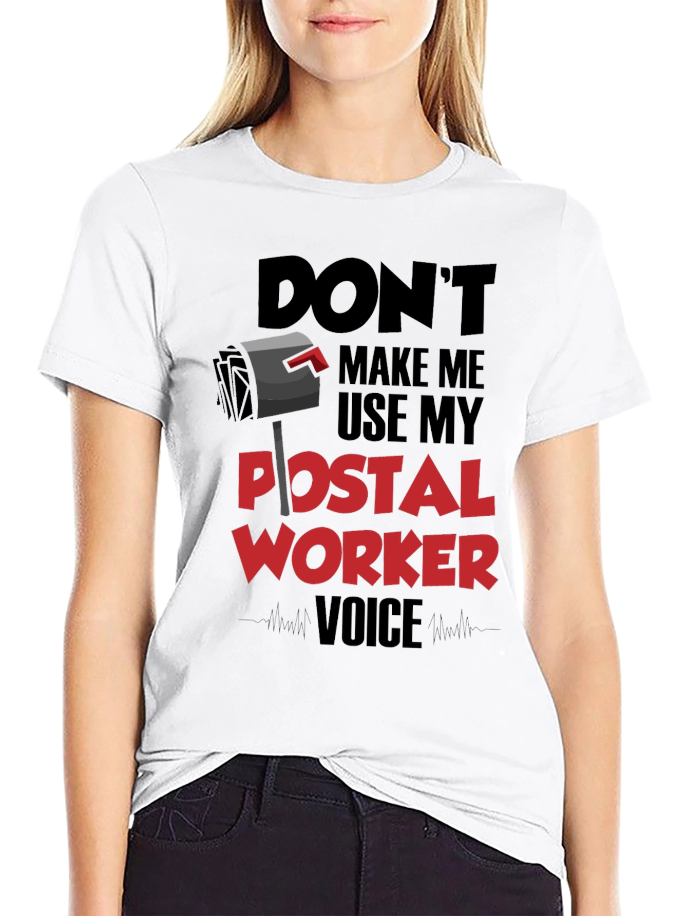 Black Postal Worker Voice T-Shirt - Funny Mail Carrier Tee view 9