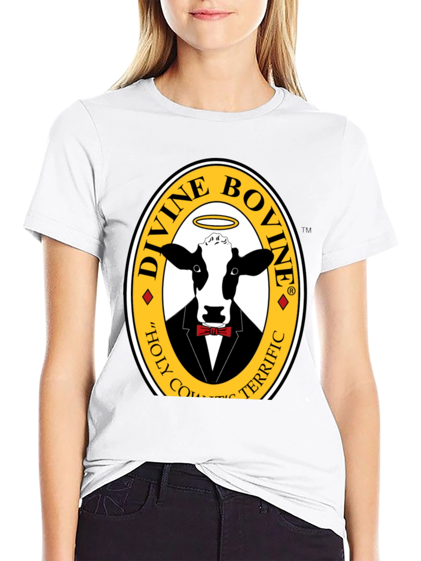 Black Divine Bovine T-Shirt - Holy Cow Terrific Tee view 9