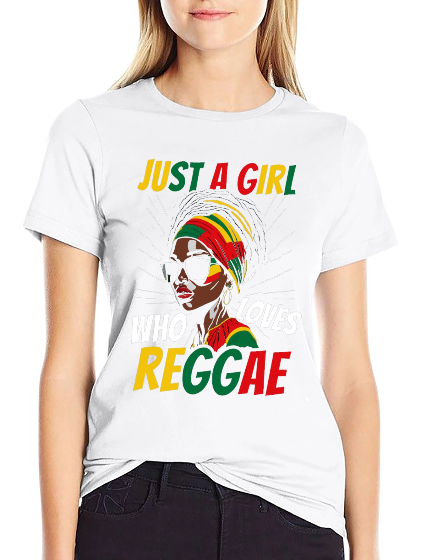 Black Just a Girl Who Loves Reggae Black T-Shirt view 9
