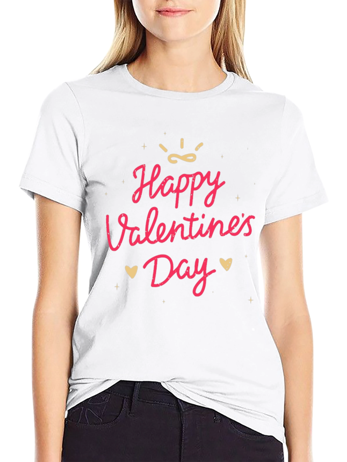 Black Happy Valentine's Day Graphic Tee - Soft Cotton Blend view 9