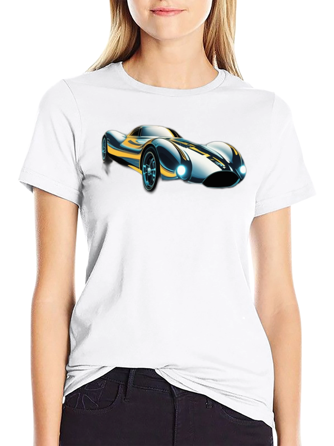 Black Retro Racer T-Shirt - Classic Car Design view 9