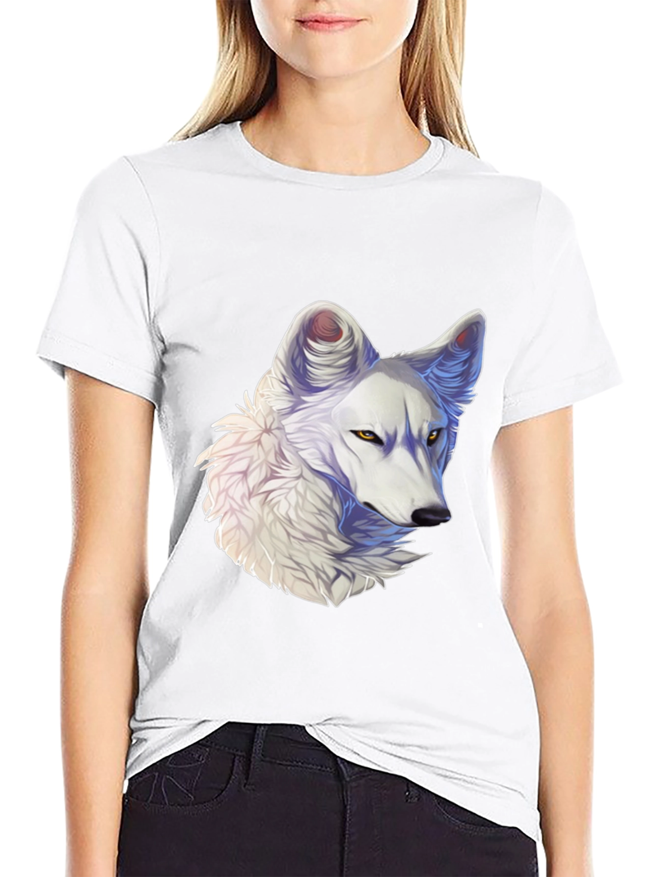 Black Arctic Wolf Graphic Tee - Black Cotton Blend view 9