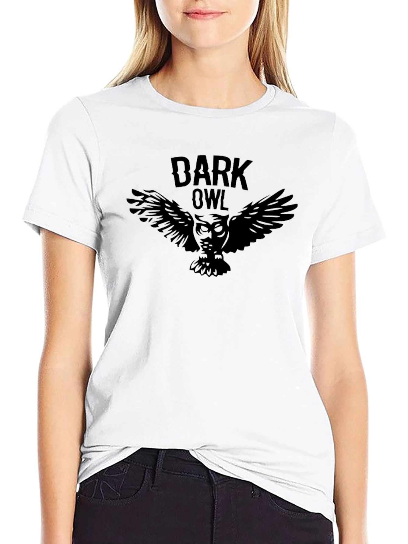 Black Dark Owl Graphic T-Shirt - Premium Black Cotton Tee view 9