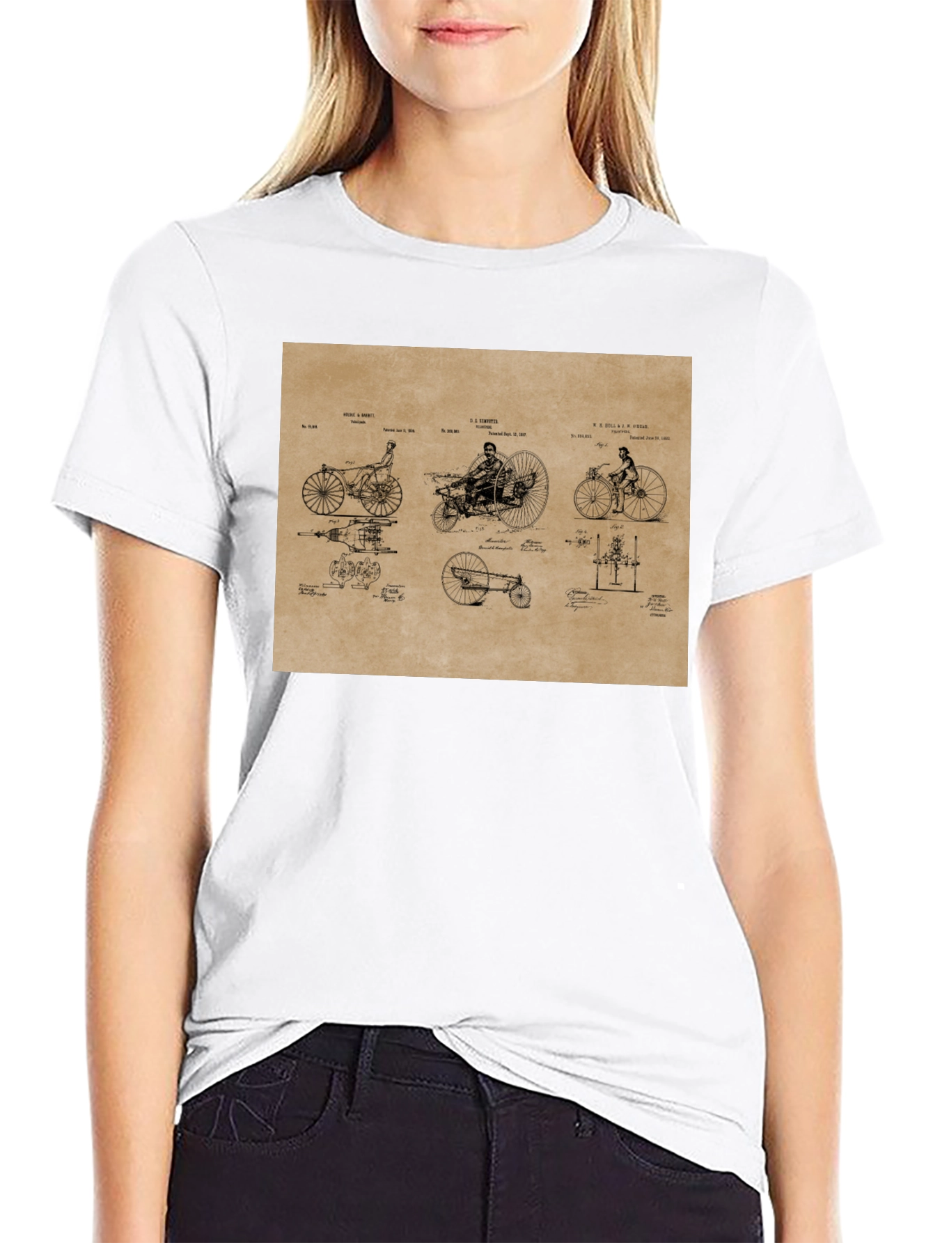 Black Vintage Bicycle Patent T-Shirt - Black view 9