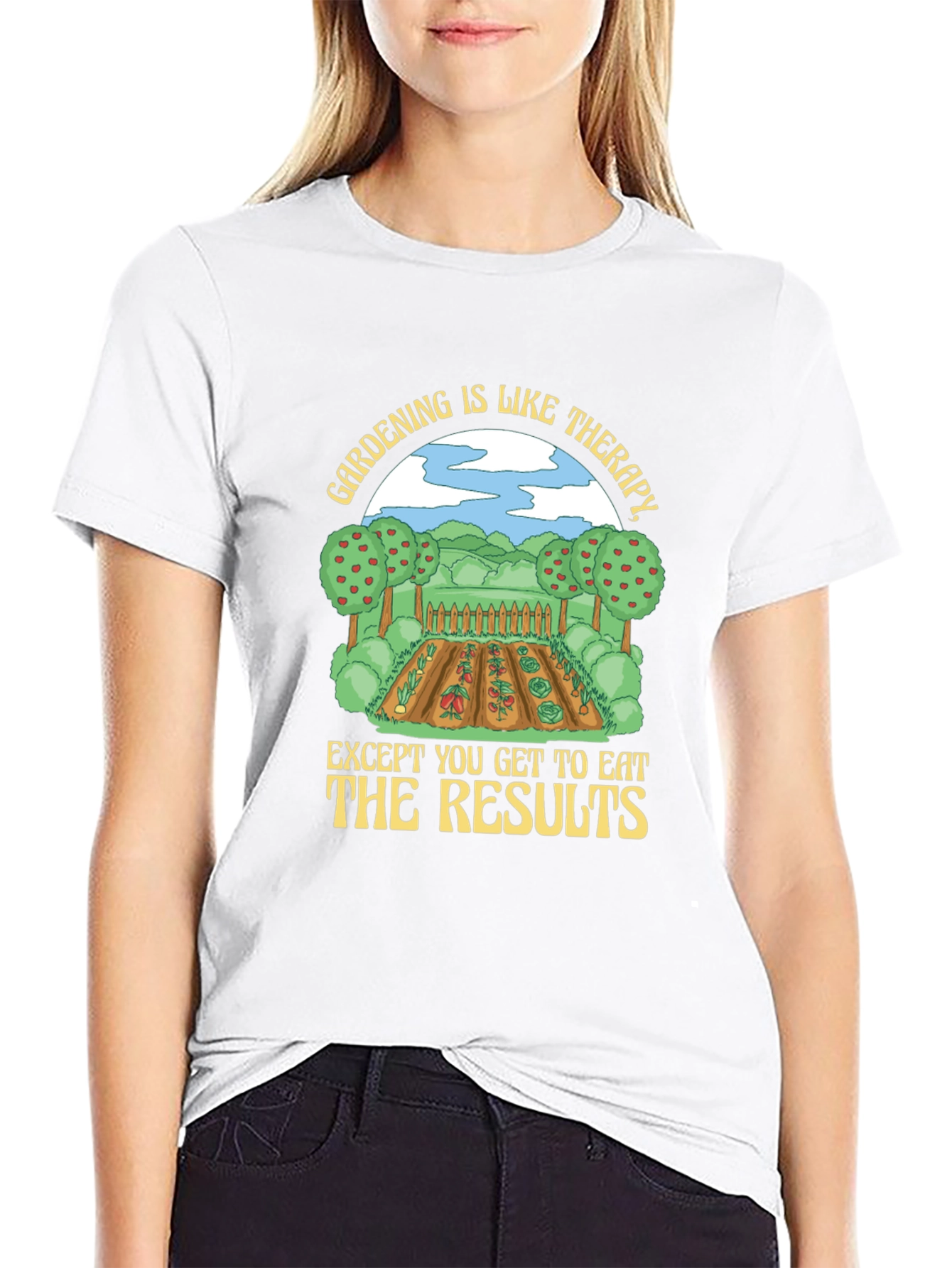 Black Gardening is Like Therapy T-Shirt view 9