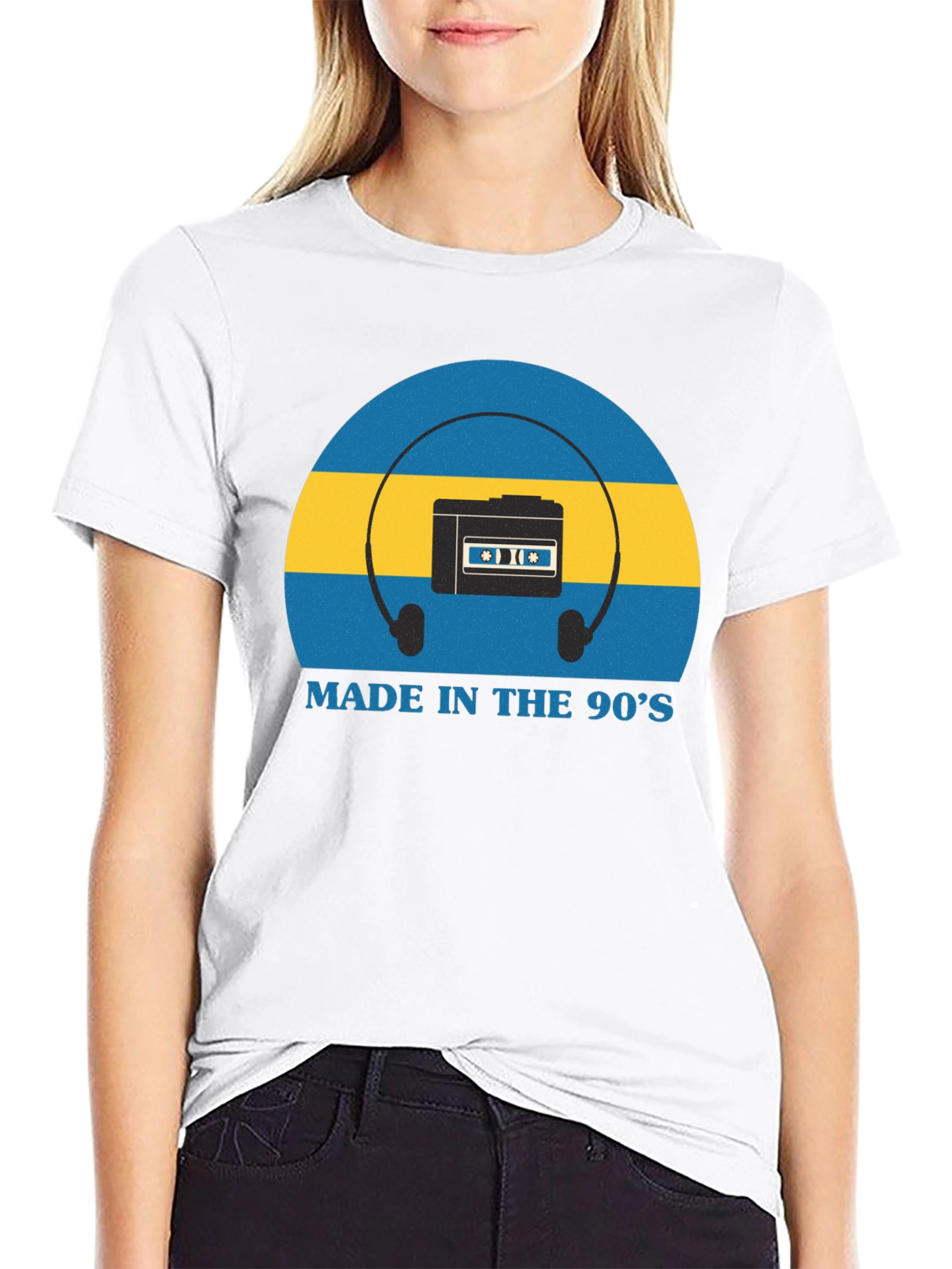 Black Retro 90s Cassette Player T-Shirt view 9
