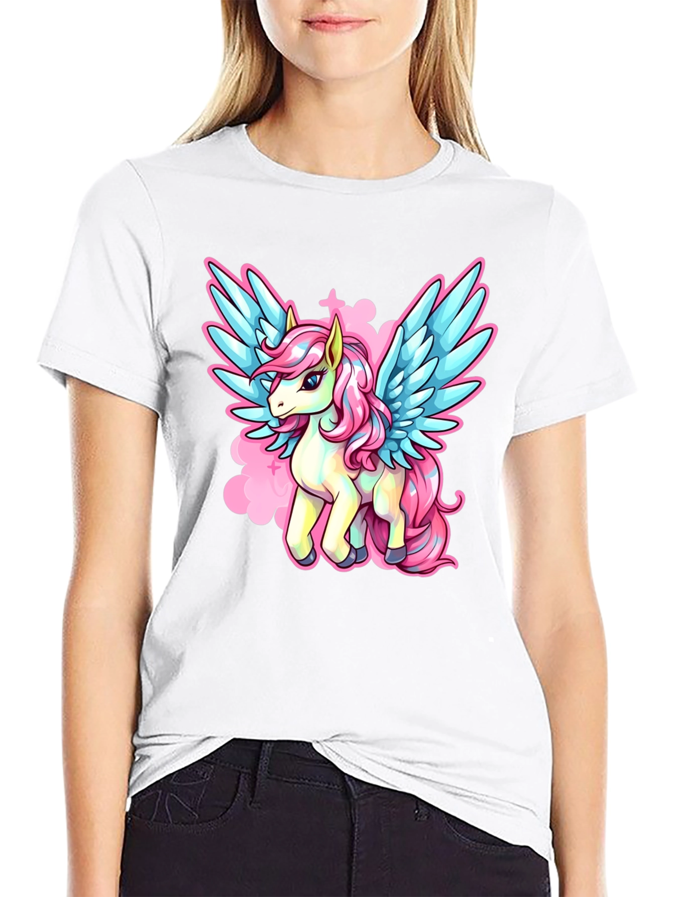 Black Unicorn Pegasus Graphic T-Shirt view 9