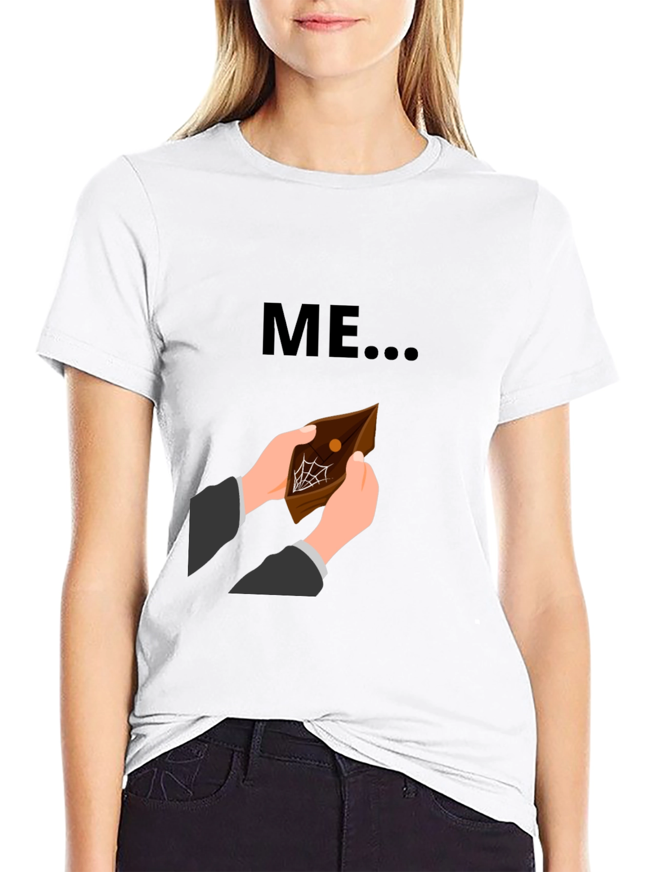 Black Funny 'ME' Empty Wallet Graphic T-Shirt view 9