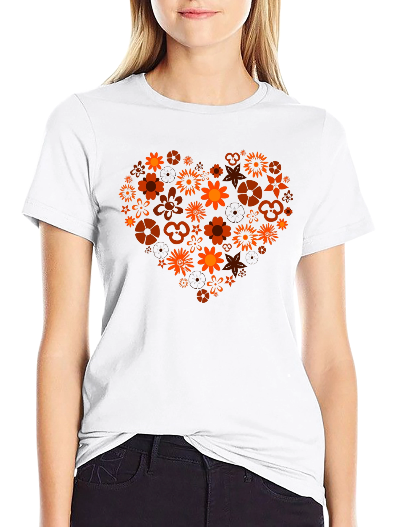 Black Floral Heart Graphic T-Shirt - Stylish Men's Tee view 9