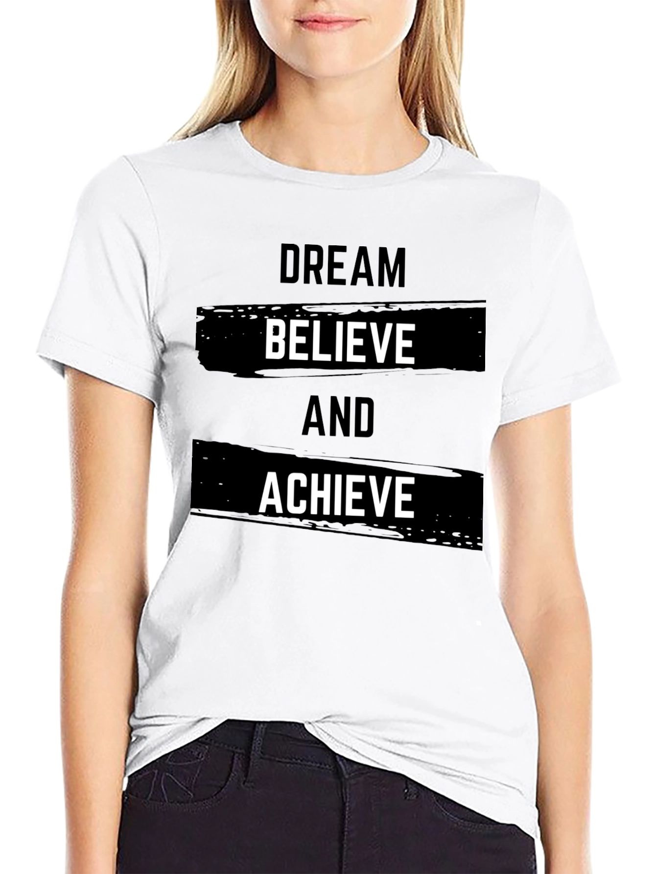 Black Dream Believe Achieve Black T-Shirt view 9