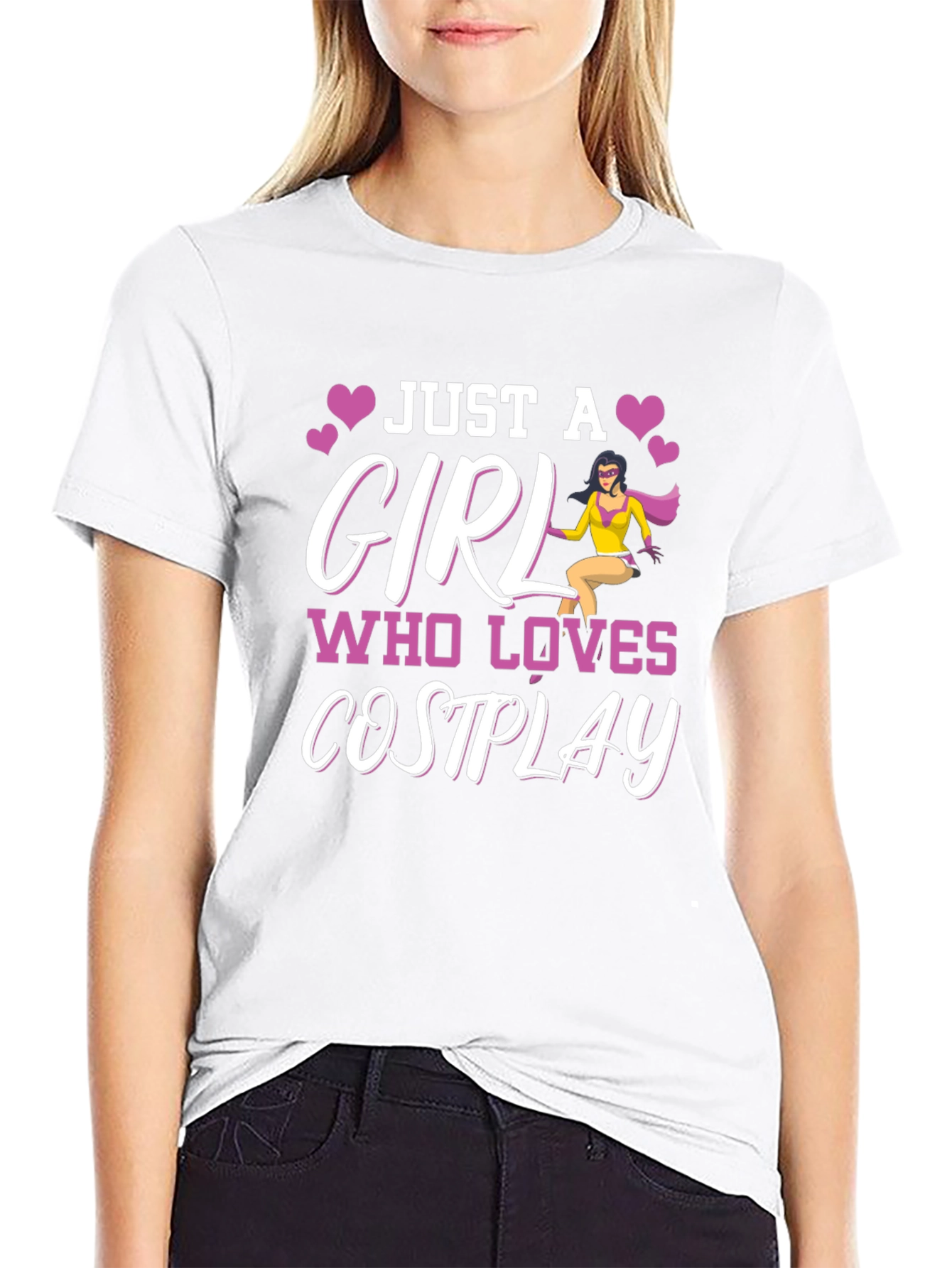 Black Just a Girl Who Loves Cosplay T-Shirt view 9