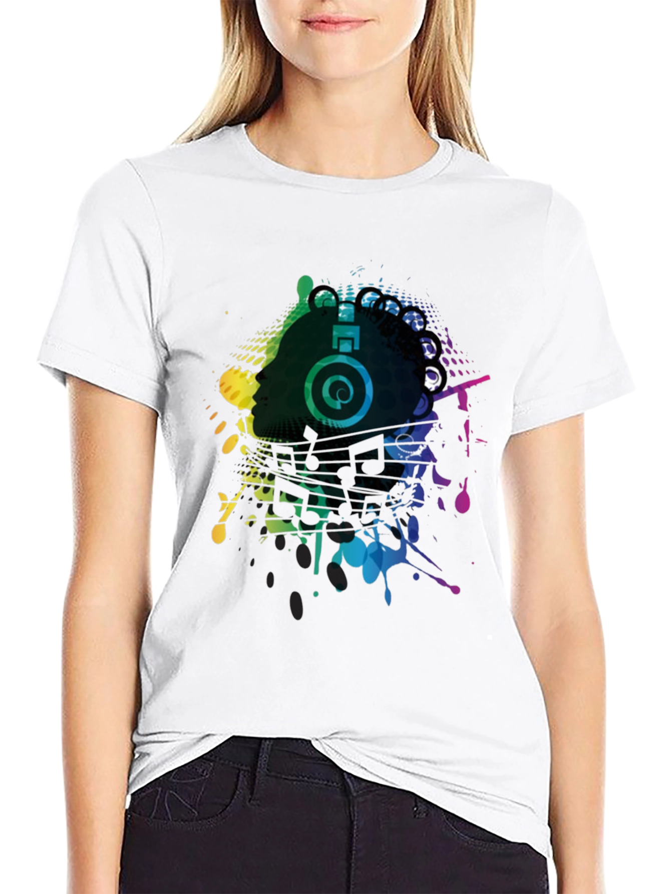 Black Vibrant Music Headphone Graphic Tee - Black view 9