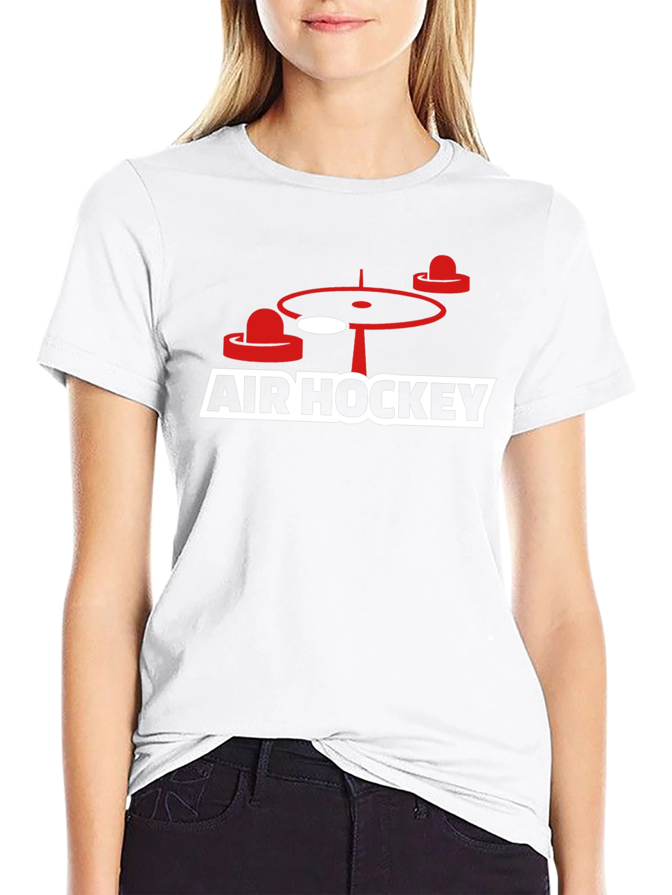 Air Hockey Graphic Tee - Black Cotton Blend - 9