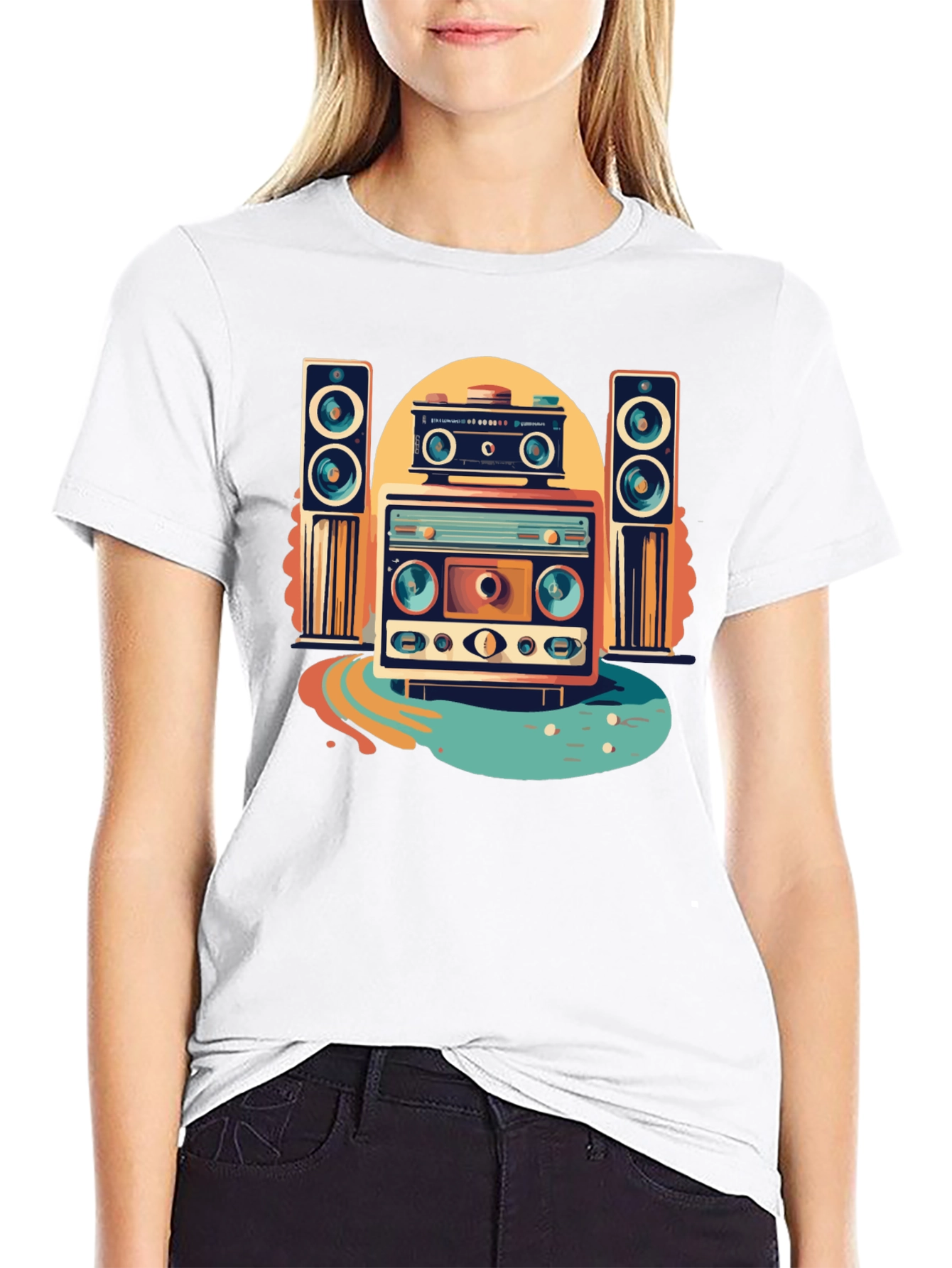 Black Retro Music Graphic Tee view 9